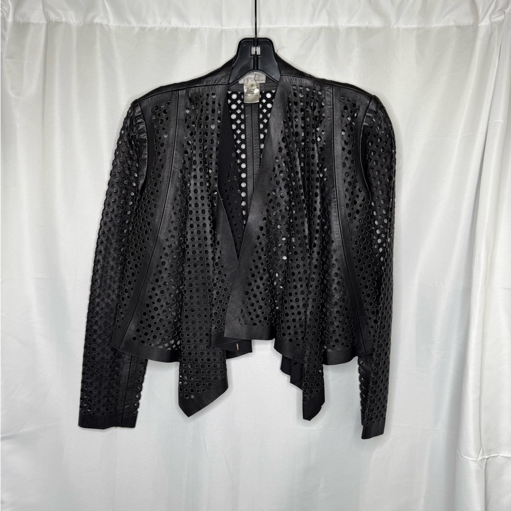 Milly Black Perforated Leather Jacket
